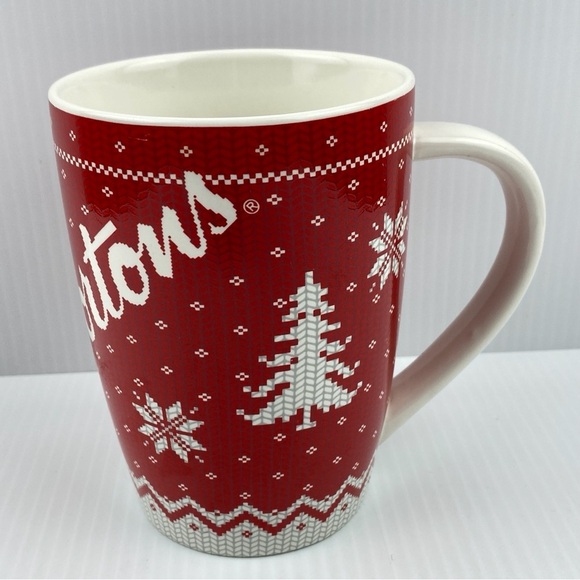 Tim Hortons 14 oz Mug Red Christmas Knit No 015 Limited Edition Coffee Cup 2015 - Picture 1 of 8